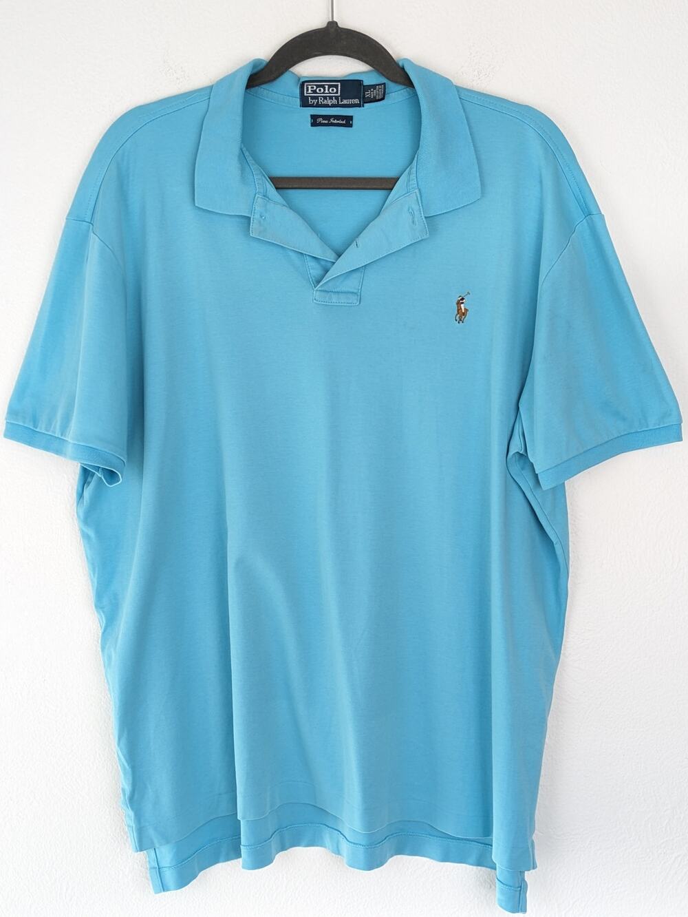 Polo Ralph Lauren Shirt Pony Logo Pima Interlock Cotton Golf Preppy Blue Size XL